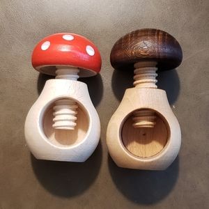 x2 Mushroom Nutcrackers Red Polka & Brown Nutcrackers from Europe